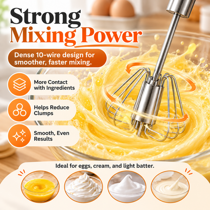 🥚 AA Food-Grade Stainless Steel Hand-Push Rotary Whisk ✨